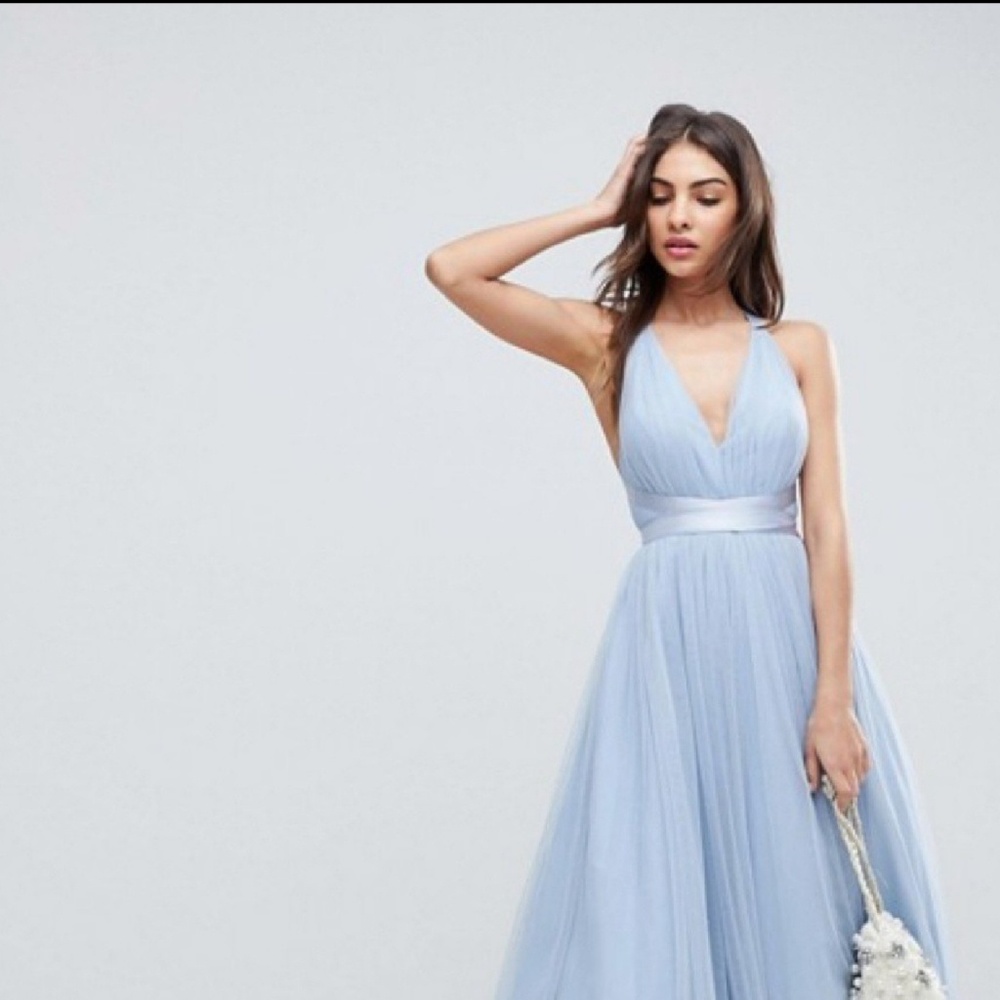 ASOS Premium Tulle Maxi Prom Dress with Ribbon Tie